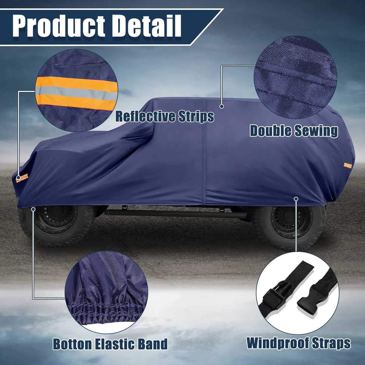 Uxcell Car Cover for Jeep Wrangler JK 2 4 Door 2007-2017 for JL 2018-2021 Outdoor Waterproof Sun Rain Dust Wind Protection