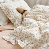 Vintage Floral Muslin Cotton Baby Bedding Set Girls