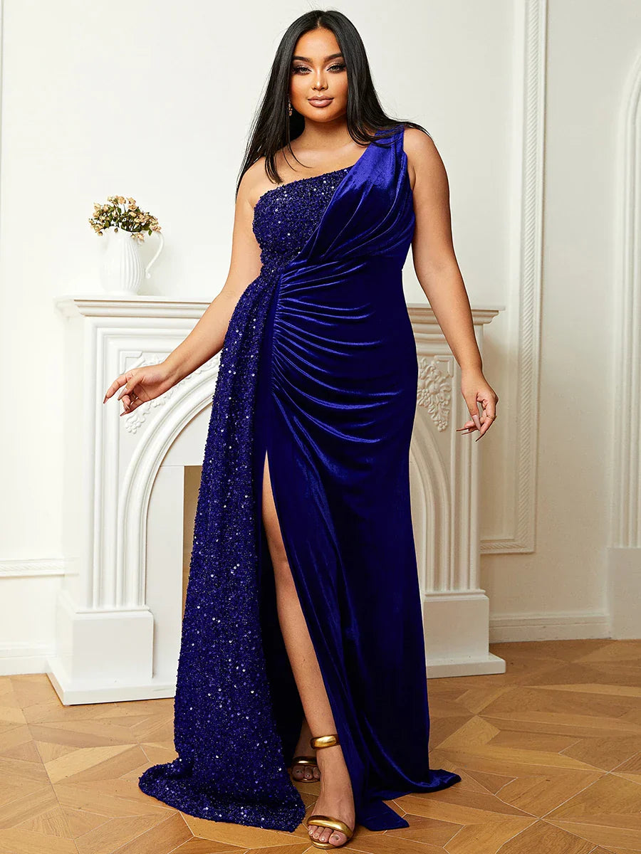 Missord Wine Sequin Plus Size Evening Dresses Women