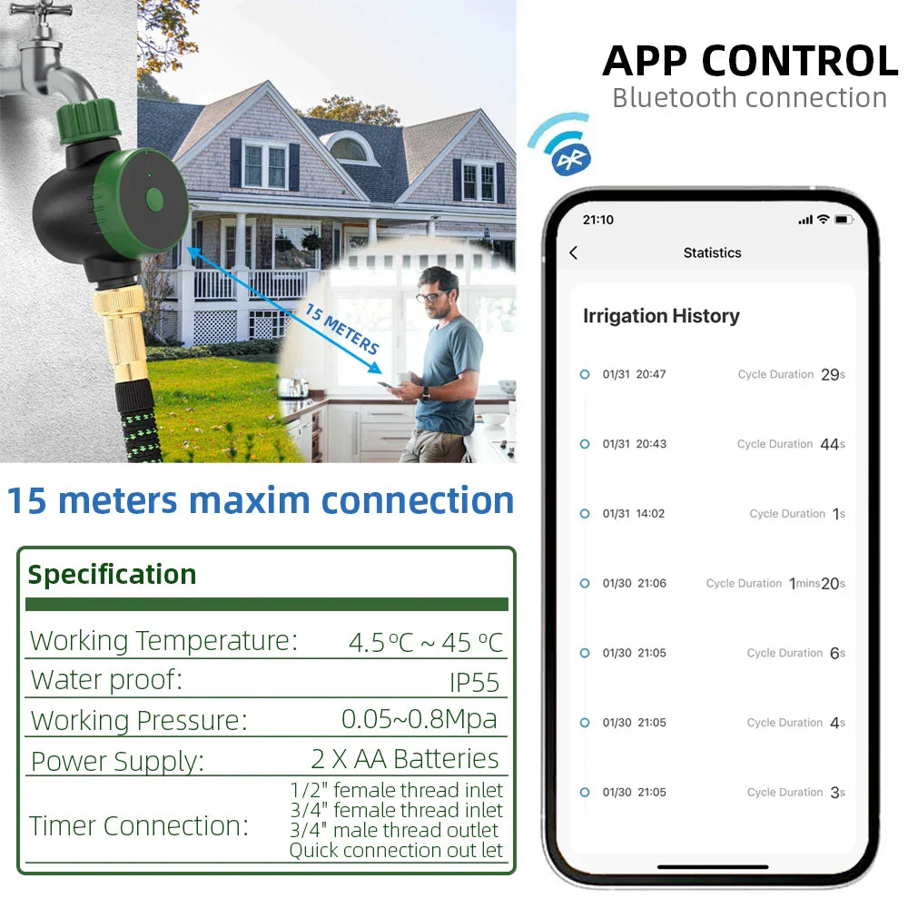 Irrigation Timer Tuya Smart Phone Ip55 Waterproof Blue