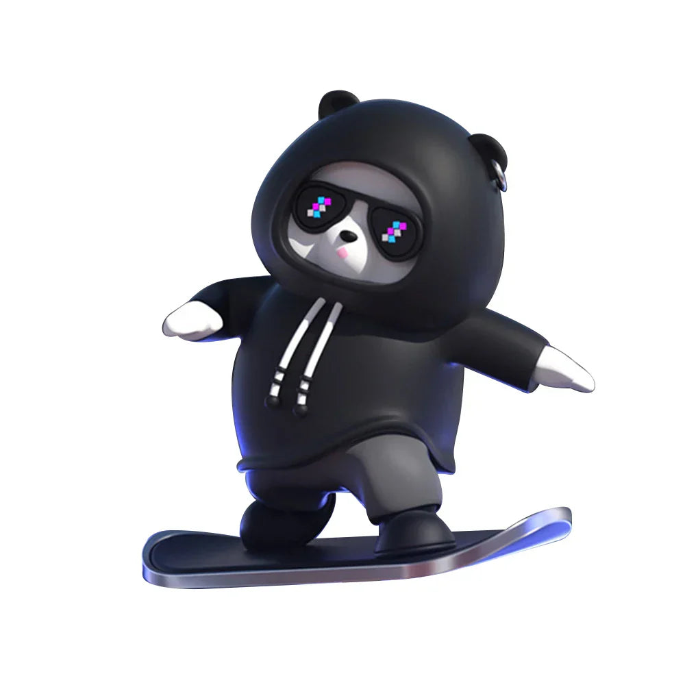 Creative Car Ornament Funny Cartoon skateboarding Bear Removable