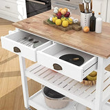 ChooChoo Rolling Kitchen Cart, Portable Kitchen Island Wood