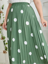 Plus Size Spring Midi Polka Dot Print Skirt