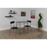 Sutton 3 Piece Space-Saver Bistro Set with Black