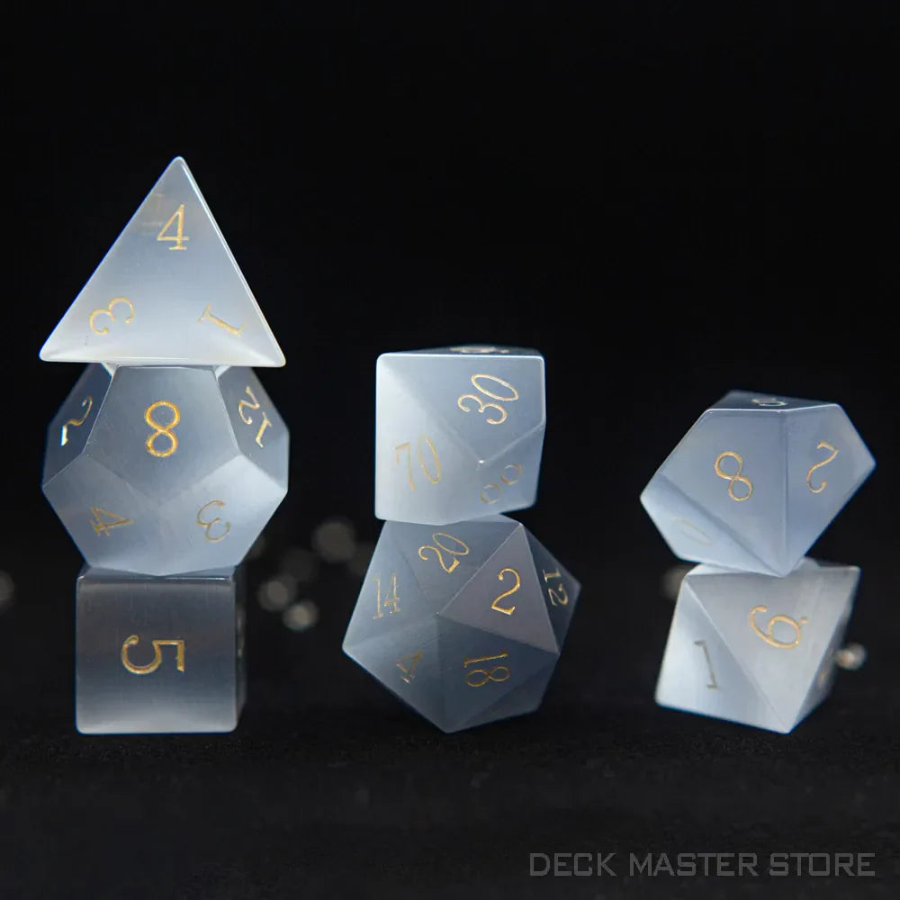 7pcsset Polyhedral Gemstone DnD Dice Set for Tabletop