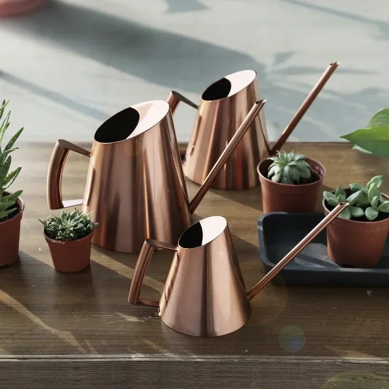 Stainless Steel Long Spout Watering Cans Golden Bronze