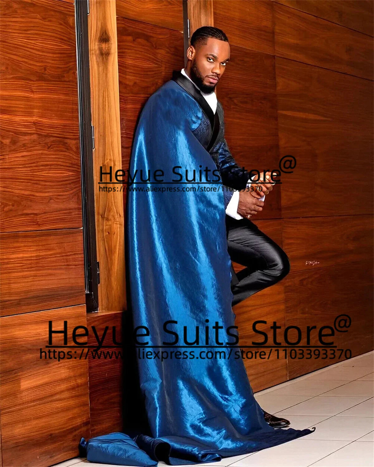 Luxuly Fashion Black Long Suit For Men Slim