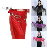 Sexy Women Belly Dance Chiffon Skirt Gold Sequins