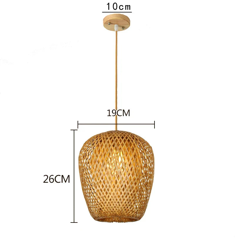 Bamboo Pendant Lamp Hand Knitted Chinese Style Weaving