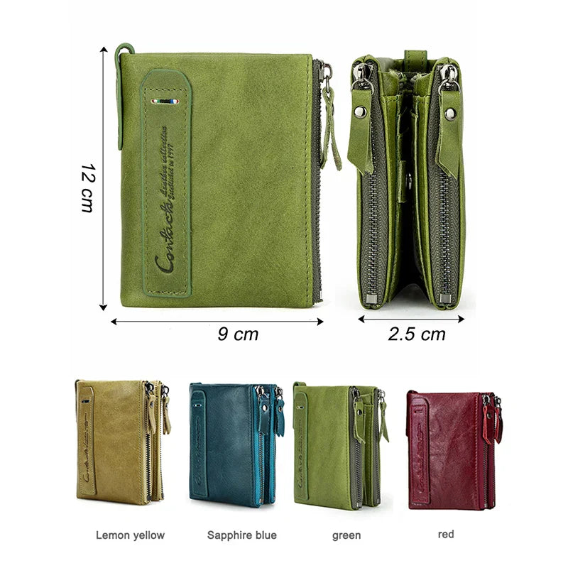 CONTACT'S Genuine Leather Wallets for Women Short Bifold Fashion Women's Purses Card Holder Coin Purse Money Clip Women's Wallet