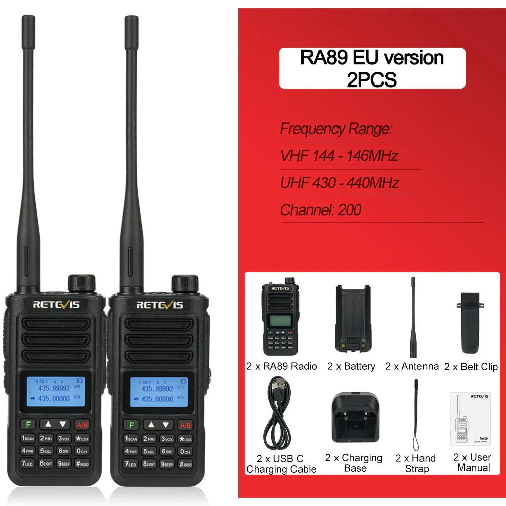 Retevis RA89 Walkie Talkie USB C Charge IP68