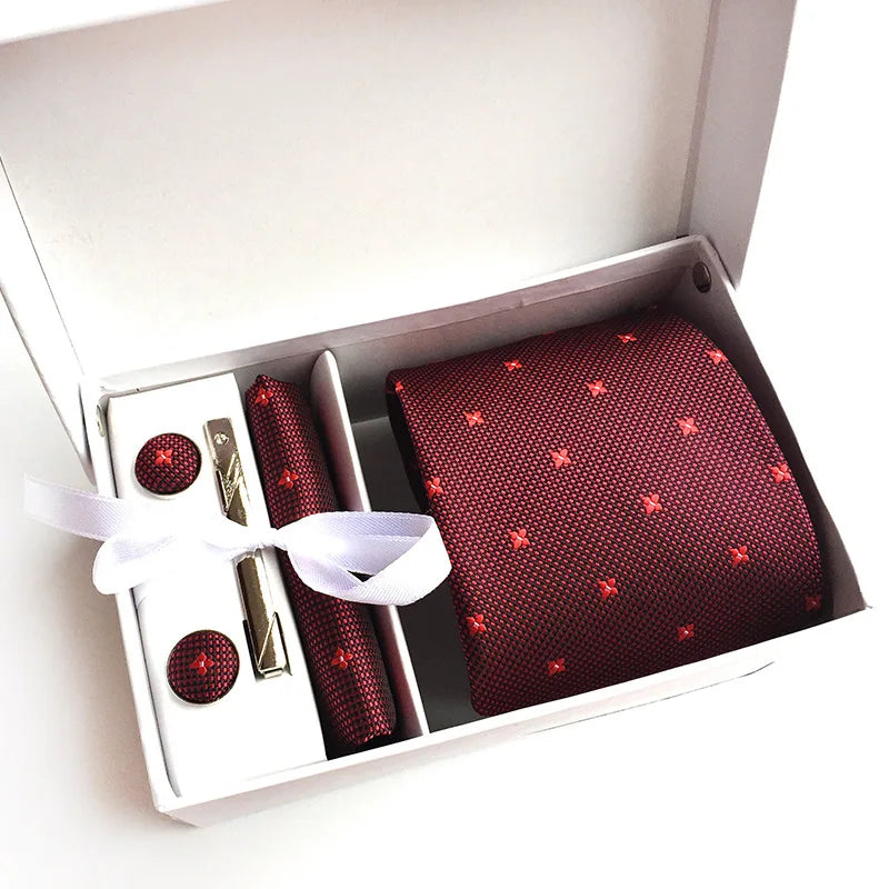 6piece Set Classic Printed DotsTies for Men Kerchief