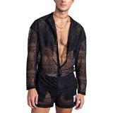 Hollow Out Sexy Lace Suit Fashion Long Sleeve