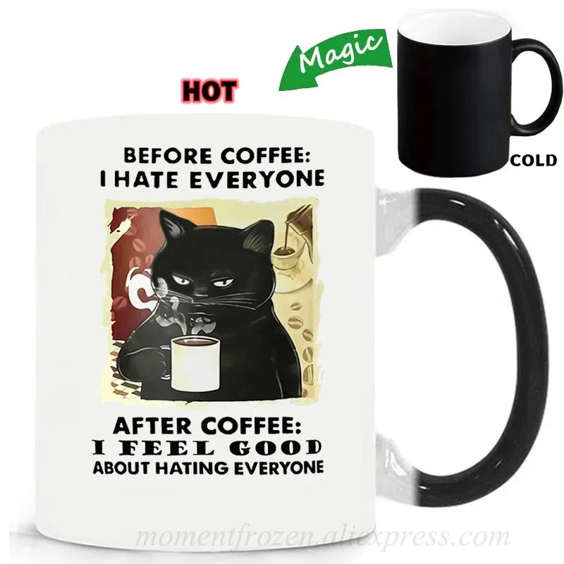 Funny Cat Mugs Coworker Gifts Coffee Spelled Backwards