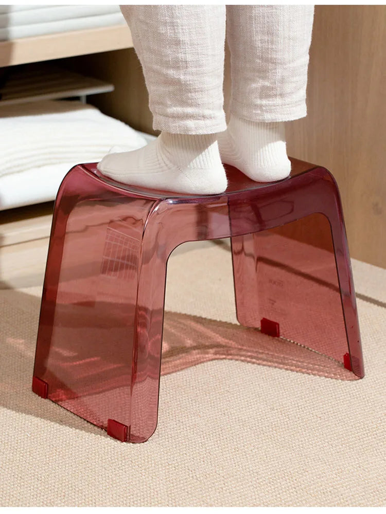Bathroom Stool Home Furniture Transparent PCTG Plastic Shoe
