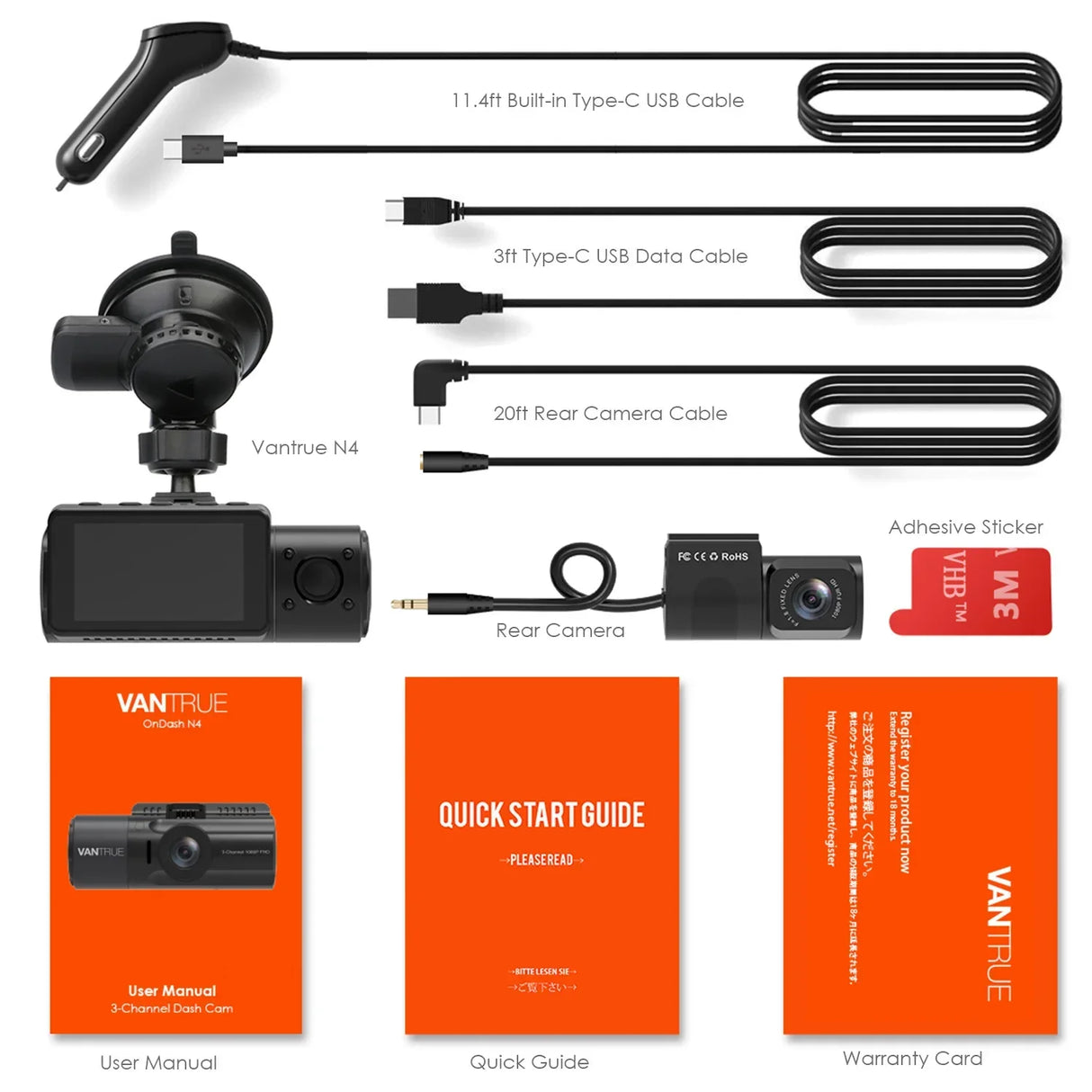 Vantrue N4 Dash Cam 4K Car Video Recorder