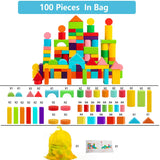 Wooden Building Blocks Set Storage Bag Wooden Toys