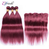 Elfriede #99J Burgundy Colored Straight Hair Bundles with