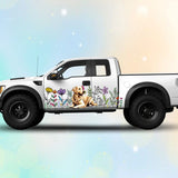 Golden Labrador Flower Large Car Stickers Decals Car Body Stickers Car-Side Decals Waterproof Car Vinyl Stickers for Truck SUV