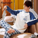 Big Size Autumn New Mens Casual Pajamas Set