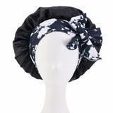 Women Satin Print Sleeping Cap Nightcap Bonnet Headband