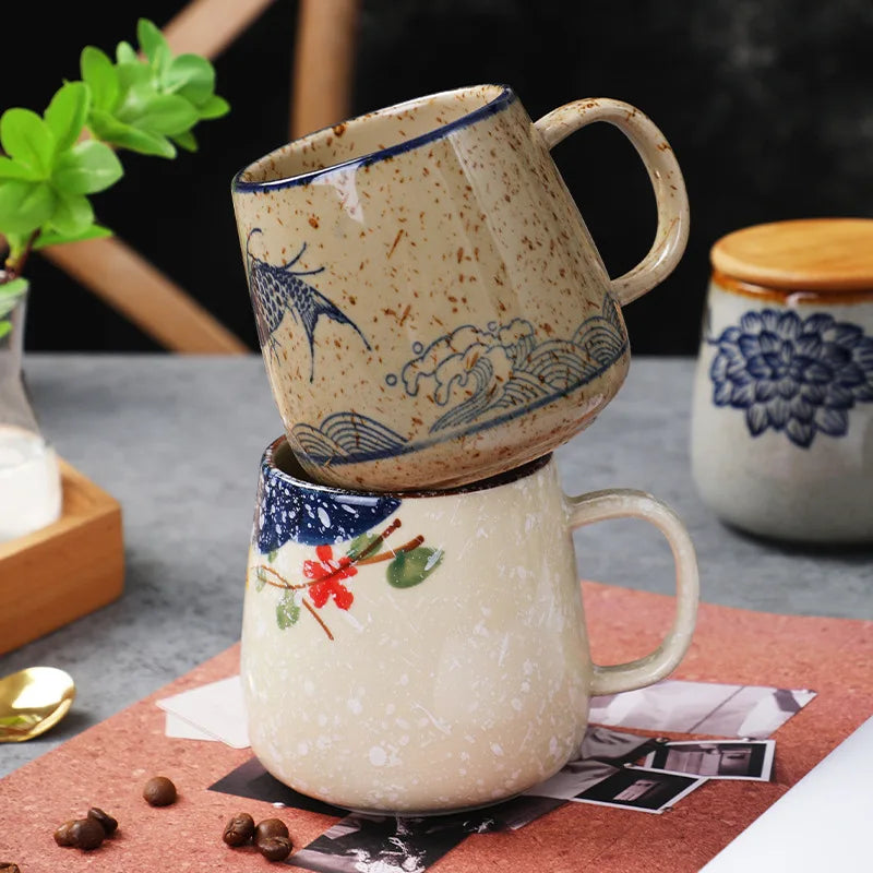YWDL 380ml Japanese Retro Style Ceramic Coffe Mug