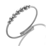 Classic Stainless Steel Open Cuff Bangles Adjustable Ball