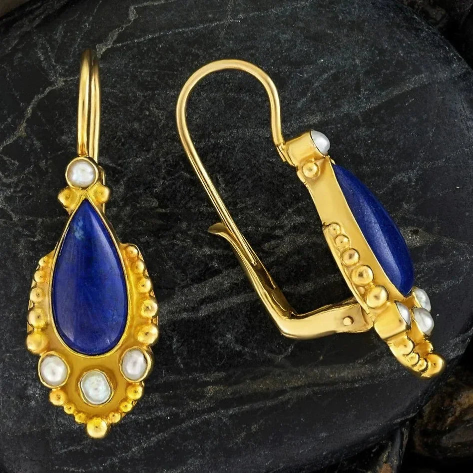 Bohemian Water Drop Blue Stone Earrings for Women