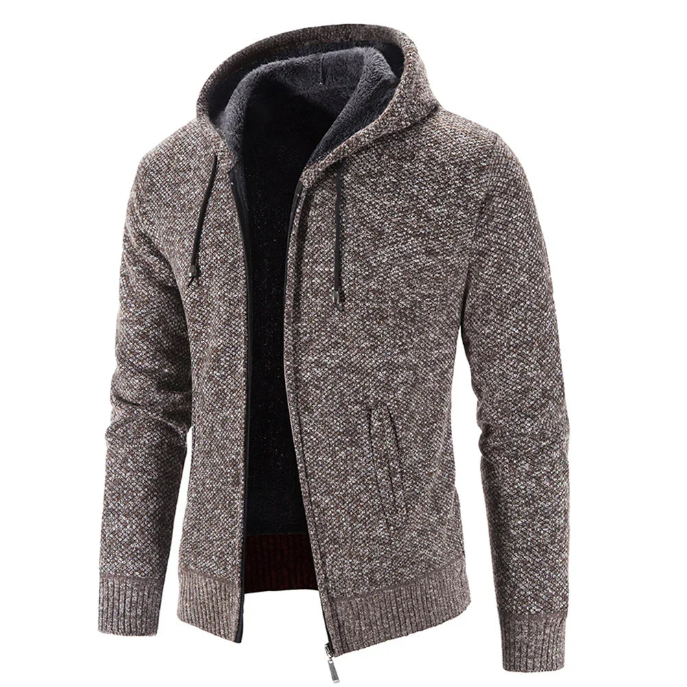 Mens Autumn Winter Warm Thick Fur Lined Hooded