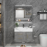 Marble Bathroom Cabinet Combination Solid Wood Intelligent Simple