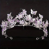 Handmade Bridal Pearl Rhinestone Crown Tiara Butterfly Floral