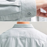 HIQOR New Mens Vintage Shirt Male Lone Sleeve