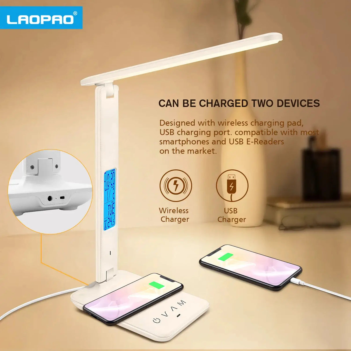 Hot QI Wireless Charging LED Desk Lamp 10W