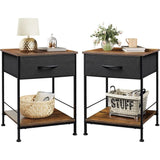 Nightstand Set of 2, End Table with Fabric