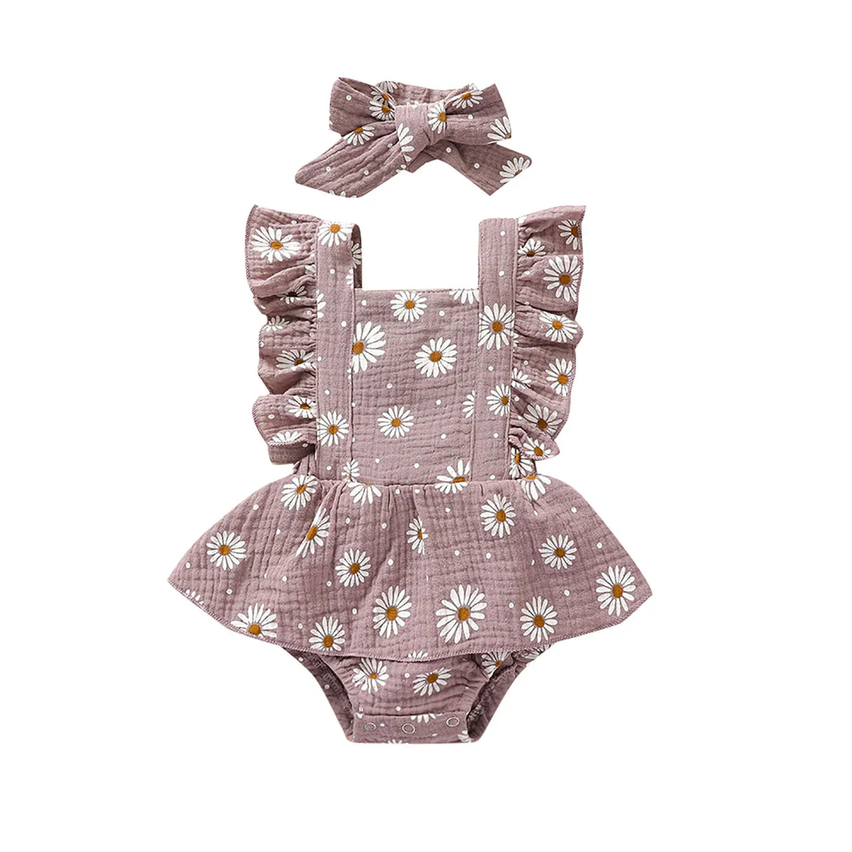 0-18M Newborn Girls Floral Jumpsuits Cotton Sleeveless Ruffles