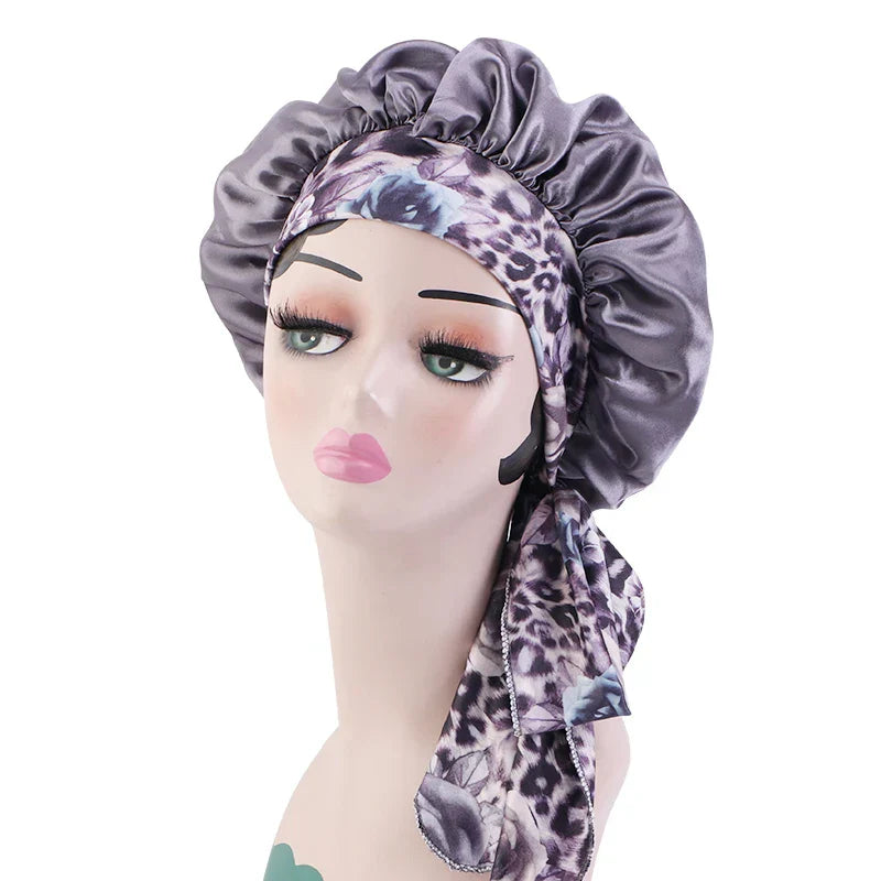 New Women Satin bonnet With Elastic Tie Band