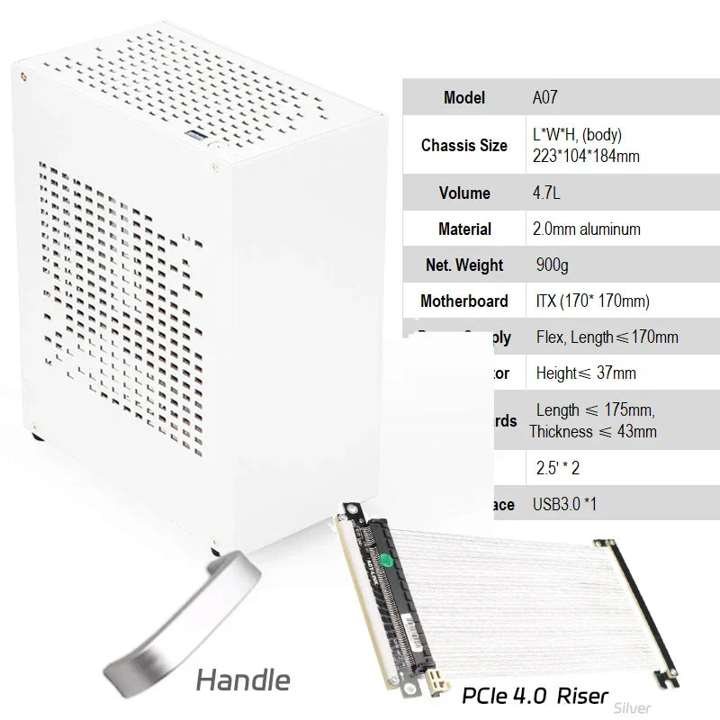 All Aluminum 2.0mm HTPC Mini ITX A4 Chassis