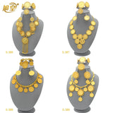 African 24K Gold Color Coins Necklace Bracelet Sets