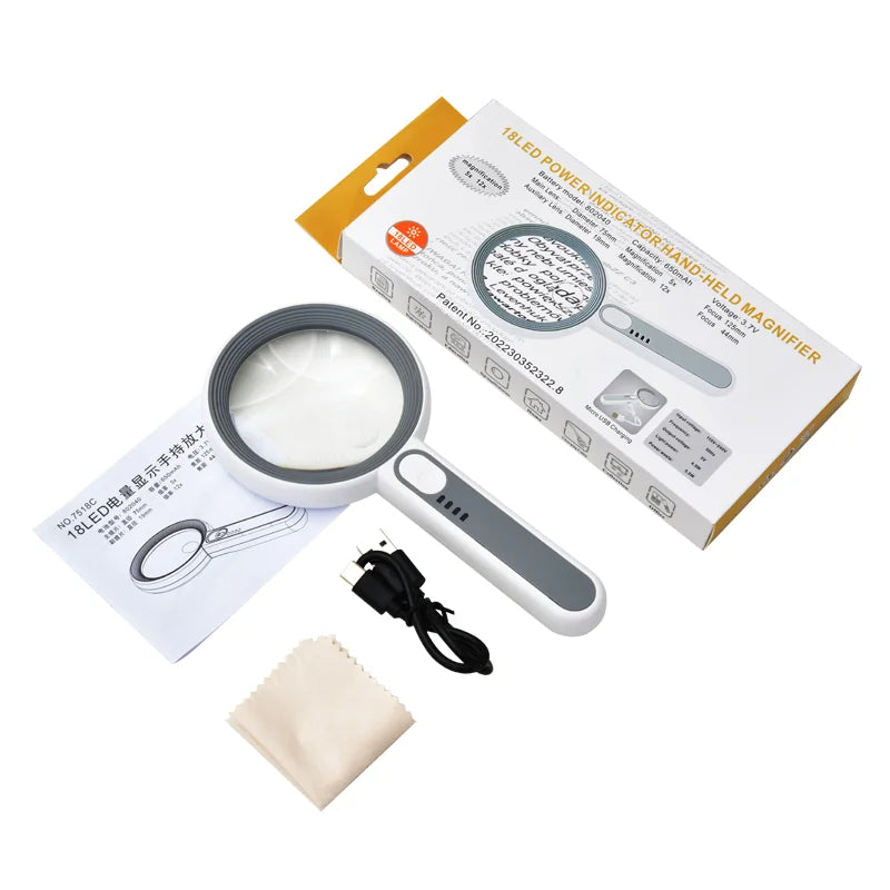 5X 6X 11X 12X Rechargeable Handheld Magnifier 3