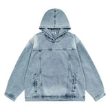 Japanese Denim Hooded Jacket Men Women Loose Casual