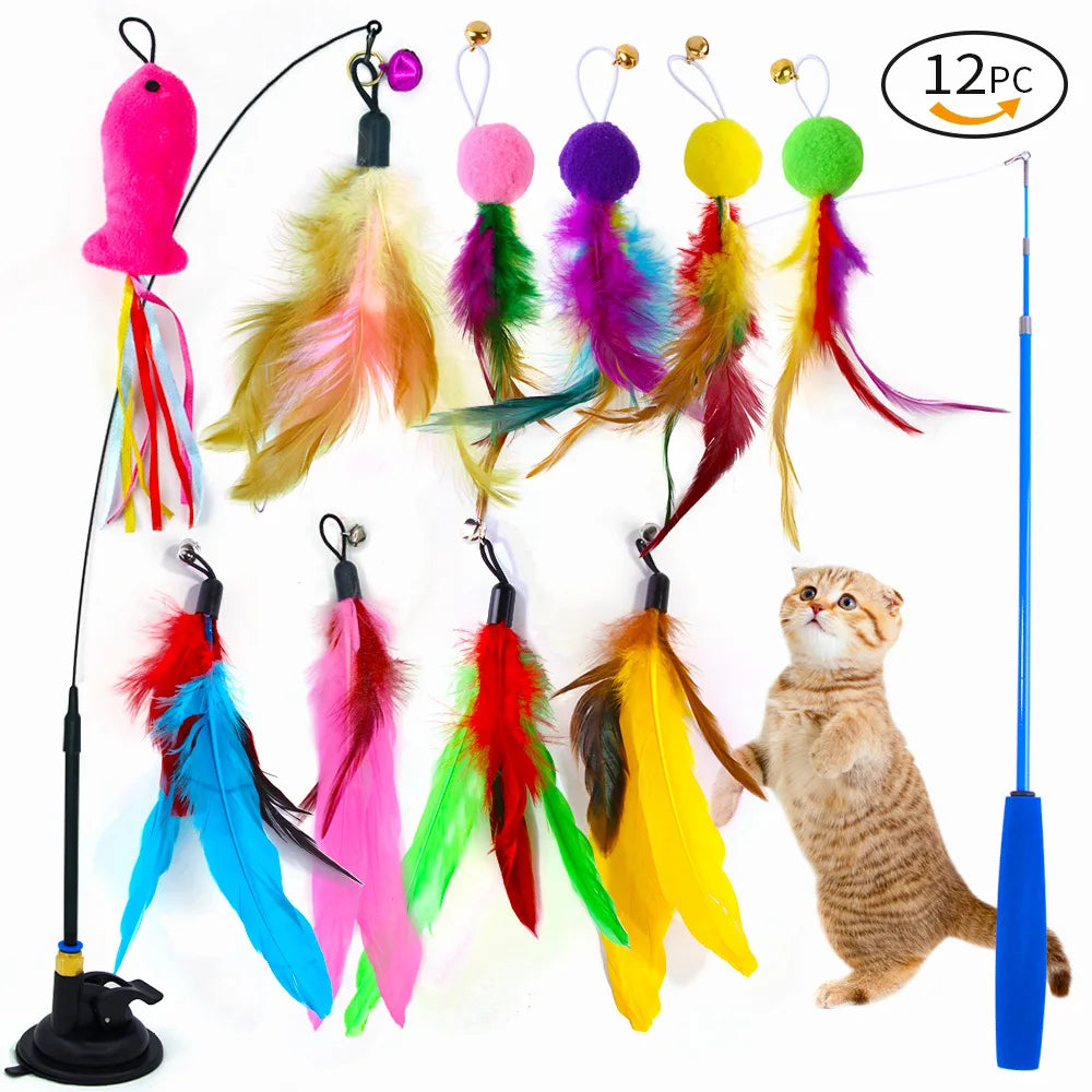 Interactive Cat Toy Handfree Cat Stick Playing Kitten