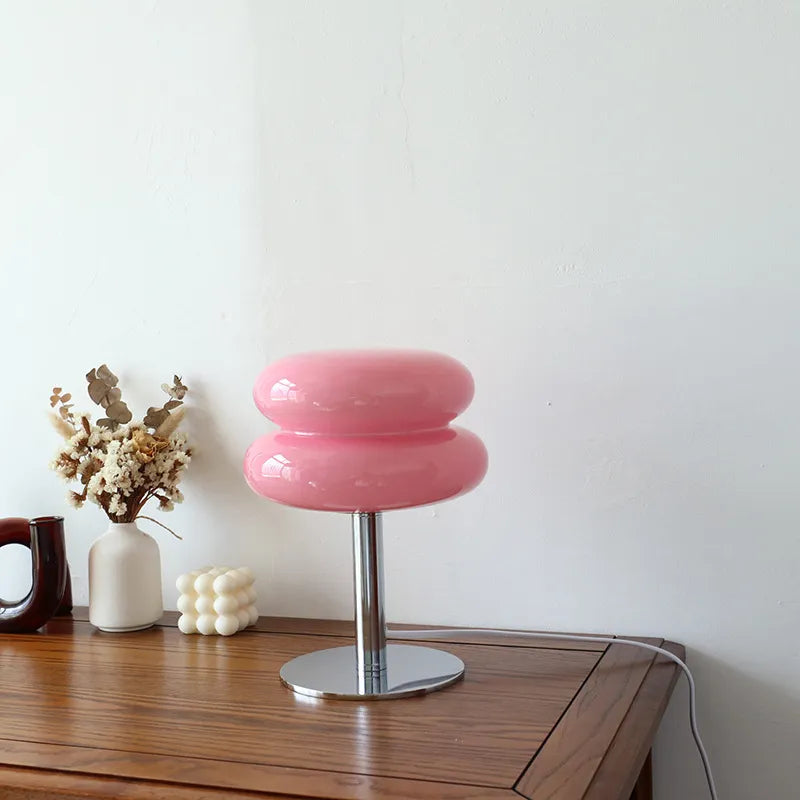 Macaron Glass Table Lamp Trichromatic Dimming Living Room