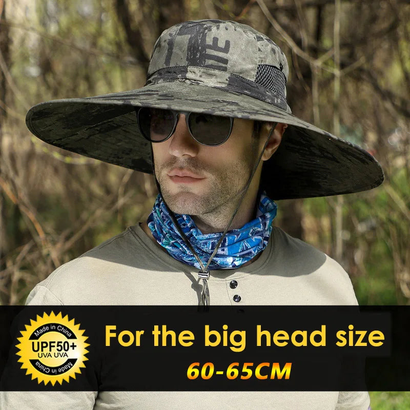 Big Head Size Fishing Hat for Men's Summer