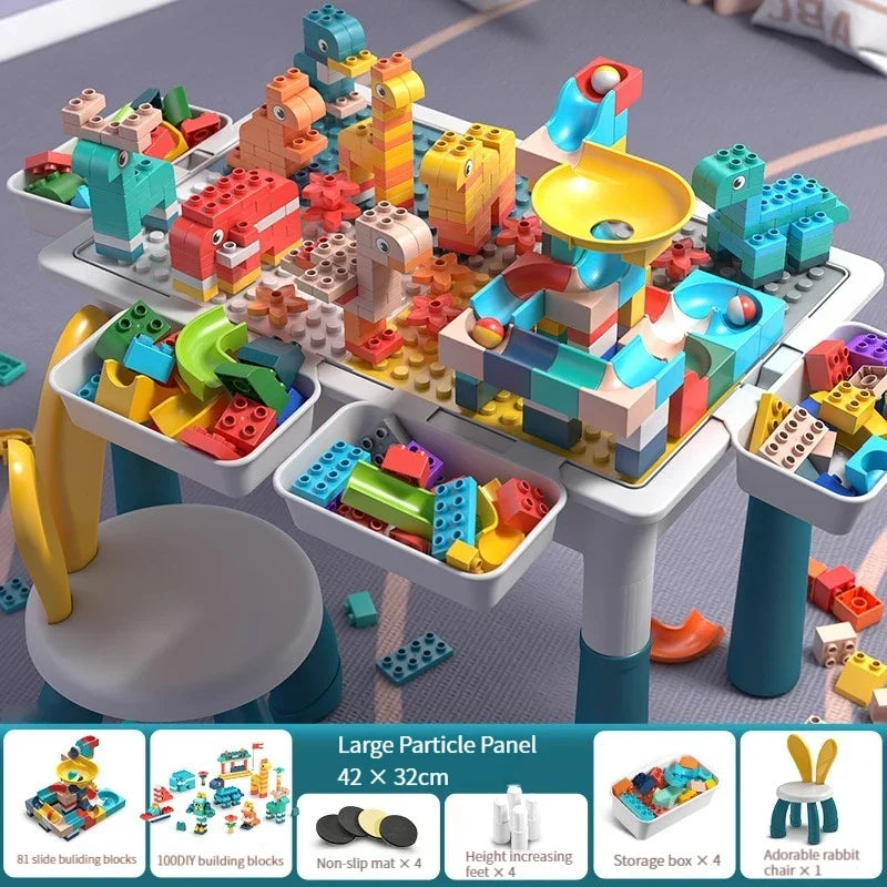 ToylinX Children's Building Blocks Table Desk Chairs Set