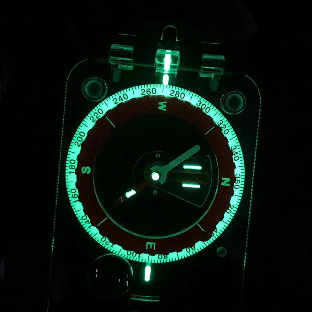 Portable Luminous Compass With Mirror Waterproof Multifunctional For