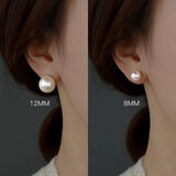 925 sterling silver pearl stud earrings Big pearl