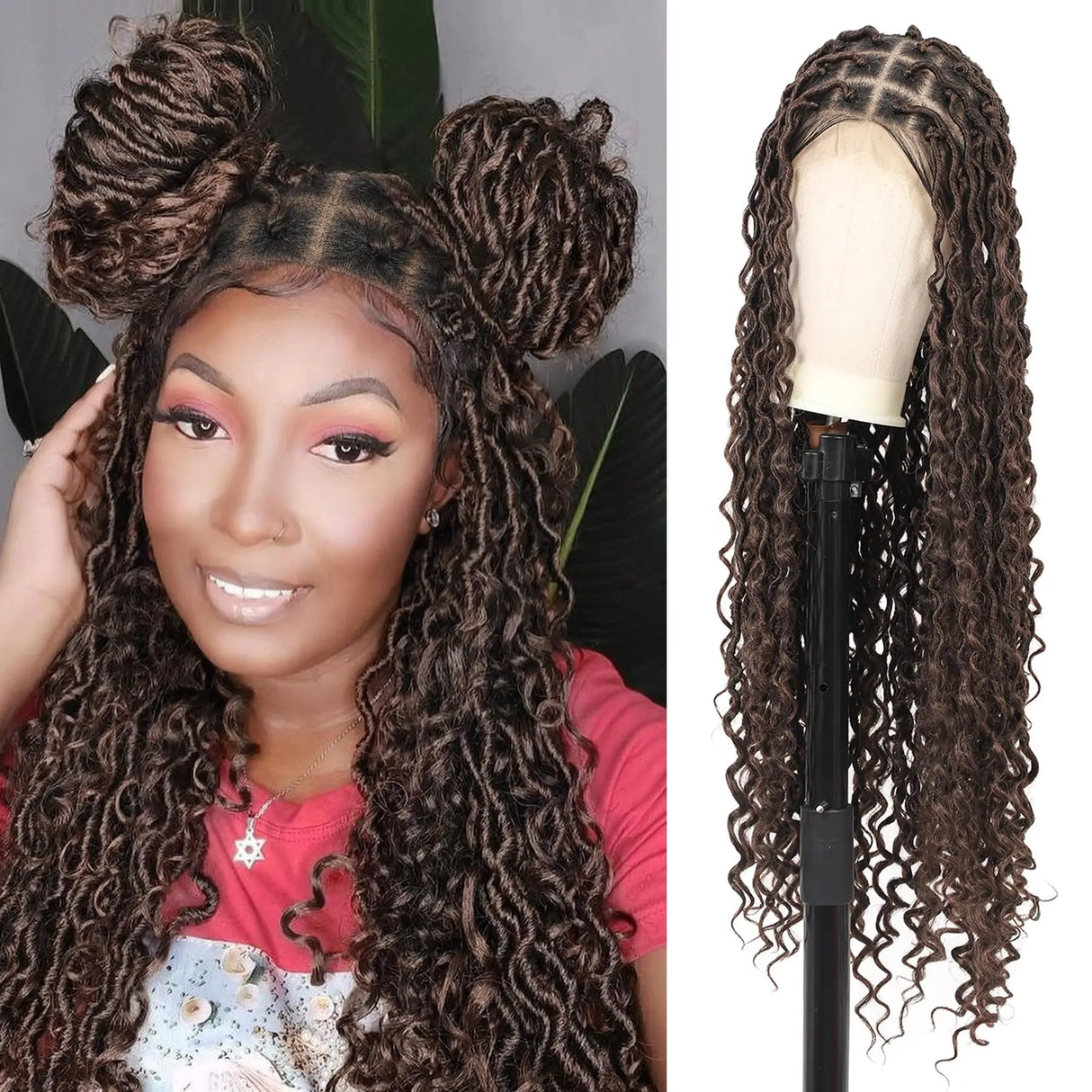 kalyss 32" Square Knotless Locs Briaded Wigs Full