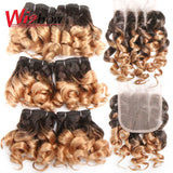 Human Brazilian Hair Weave Bundles With Closure Ombre