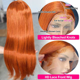 Ginger Orange 13x6 Lace Front Wigs Human Hair Bone Straight 13x4 4×4 Human Hair Lace Frontal Wigs Transparent Lace Wig For Women