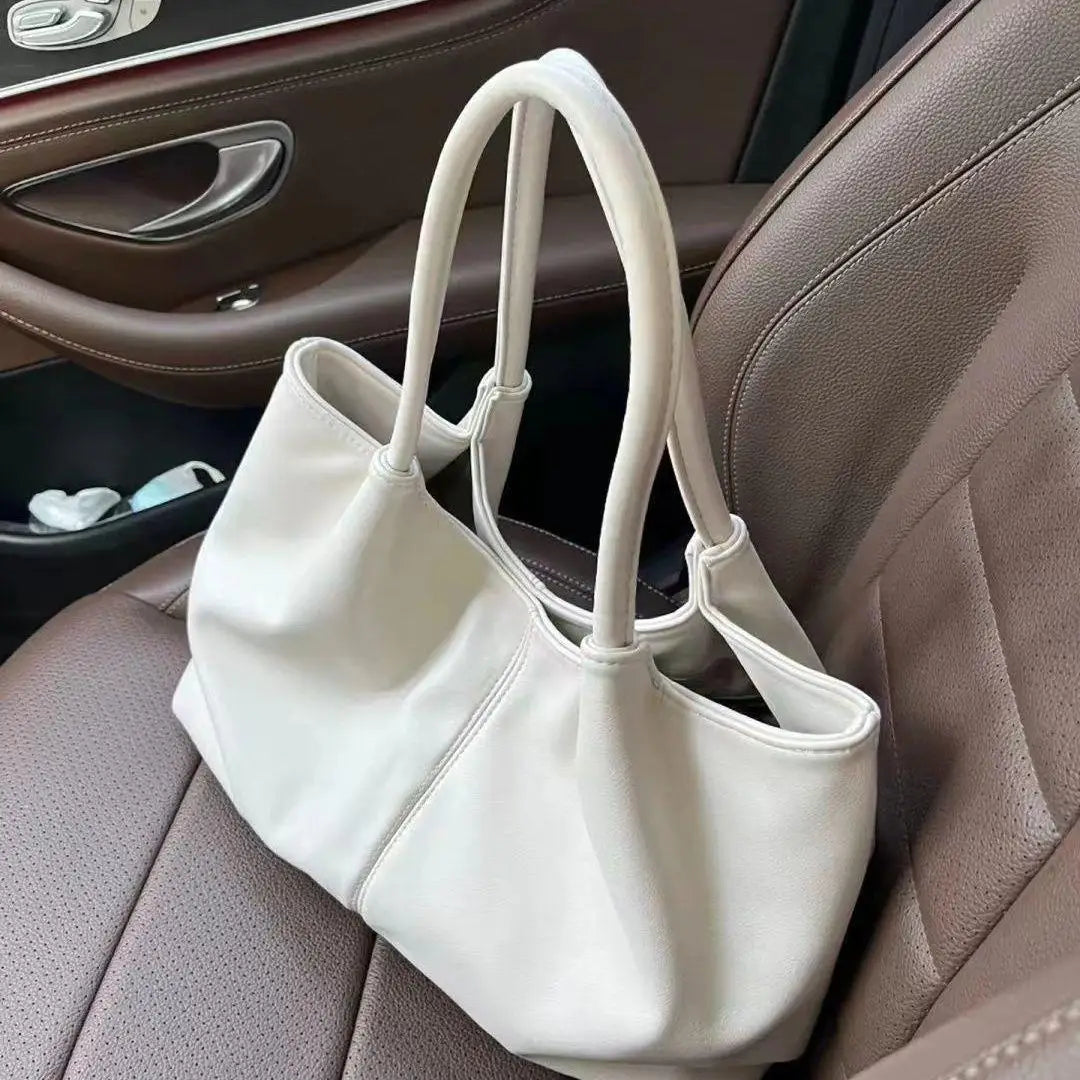 Simple White Shoulder Bag 2023 Women's PU Leather